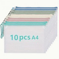 383_10개 팩 A4 크기 PVC 메쉬 지퍼 백