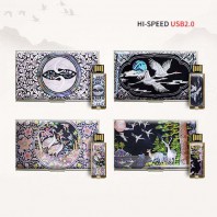 빛나 학 시리즈 자개 2종세트 (명함케이스+USB메모리 2.0 4GB~128GB) 7종