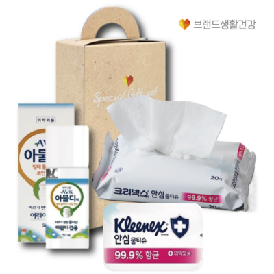 브랜드생활건강 281호 2종세트 (크리넥스 안심물티슈+아물디액 모기약)