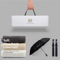 잭니클라우스 2단폰지 우양산+프리미엄 호텔수건 200g (국산) 선물세트