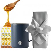 스타벅스 SS 블랙 매트 데비 텀블러 + 국내산 허니스틱 + 보자기포장 세트