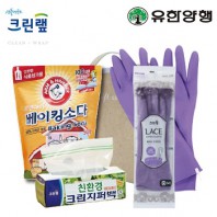친환경스위트홈세트36호(크린랩지퍼백+암앤해머베이킹소다500g+레이스고무장갑)
