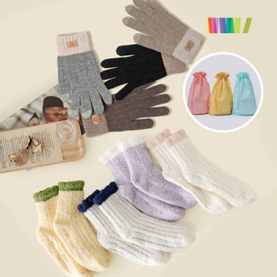 세트) 투톤 터치장갑+수면양말M