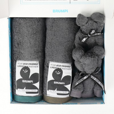 브룸피 뱀부프리미엄 그레이 수건 타월 2개입+핸드타월 2개입