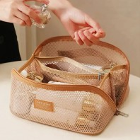 410_1pc 대용량 나일론 메쉬 메이크업 가방