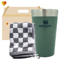 안심생활건강세트 30-1호(스탠리 파인트컵473ml+그레이 뱀부선염 고리핸드타올)