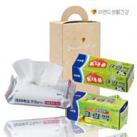 크린랩 브생건334호(휴대용30매 크린백+손잡이20매 위생백+크리넥스 안심물티슈20매)