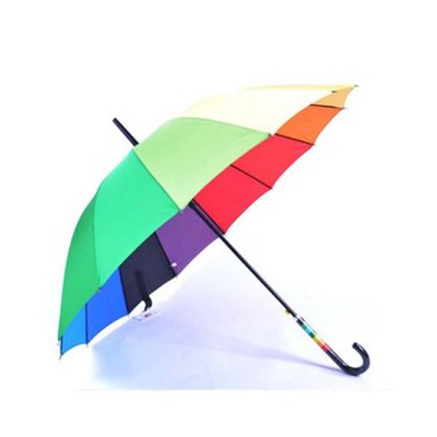 55 폰지 14K 무지개 곡자손잡이 우산