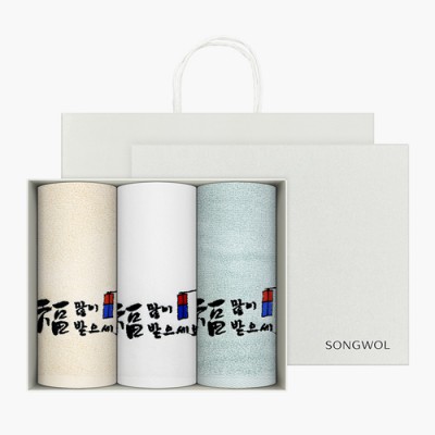 [송월타올] 새해복전등 3p 선물세트(쇼핑백)