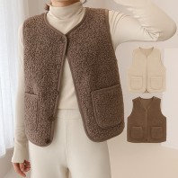 겨울 아우터 추천 뽀글이조끼 지퍼 단추 남녀공용