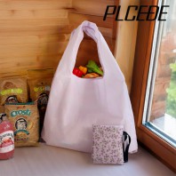 [플씨드] 꽃무늬 파우치 연보라 일체형 장바구니