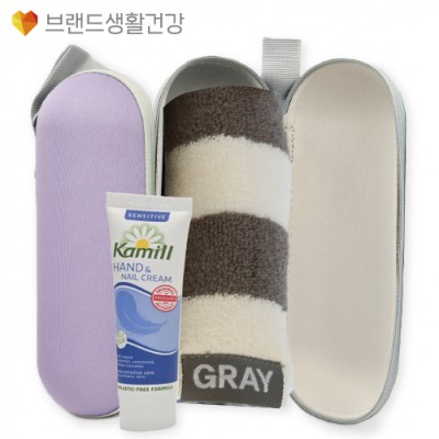 브생건941호 2종 파우치세트(카밀 핸드크림+그레이 모달 핸드고리타올)