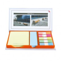 하드커버 오렌지 점착메모함(대-100매)+팝업플래그필름지