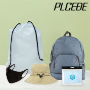 플씨드 사계절 5종 EVA파우치 C세트 (일체형 접이식 등산모자+경량폴딩백팩+고급 손등커버형 쿨토시+쿨 패션 마스크)