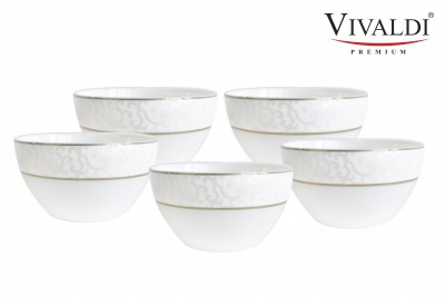 비발디 본차이나 당초문 공기 5P