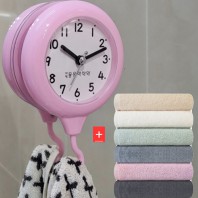 송월타올 선물세트 타월+수건걸이 욕실 방수시계