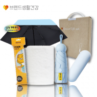 브생건306호 3종세트(휴대용5단UV우양산+고려황제170g국산세면타올+LG카카오양치세트)