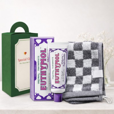 [YEOMINI]유시몰 화이트닝치약106g&그레이뱀부체스그리드 핸드타올 세트