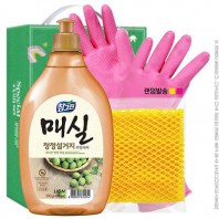 참그린매실500용기 고무장갑32cm 망사수세미 3종세트