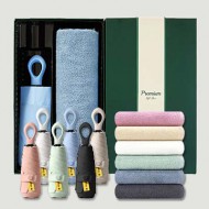 라이트핏 O링손잡이 5단암막양우산+송월타올라이트무지130g 우산타올 선물세트