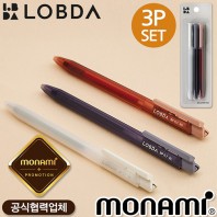 모나미 롭다볼펜2(0.7)(흑,청,적심)3P세트