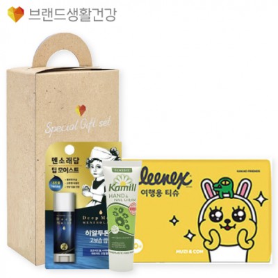 브생건671호 3종세트(카밀 핸드크림+멘소래담 딥 모이스트 립밤+크리넥스 카카오티슈)