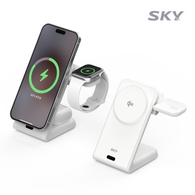 스카이 필 3in1 Qi2 맥세이프 고속 무선 충전기 W60Q
