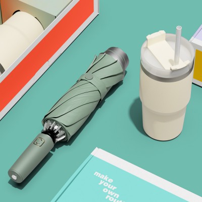 벨솔라 선물세트 거꾸로 2세대 자동 우양산 + 밀크티 텀블러