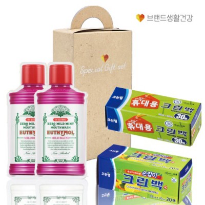 크린랩 브생건329호(휴대용30매 크린백+손잡이20매 위생백+유시몰 가글2매)