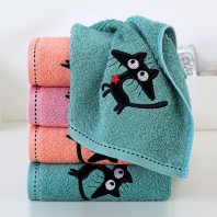 로페리아 고양이 자수 대나무 섬유 자카드 타올(0217607)