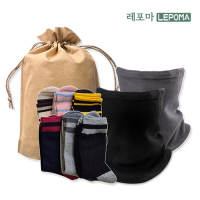 [레포마] 넥워머 + 국산양말 복주머니세트