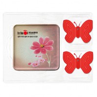 사각멜라민 냄비받침+실리콘 나비집게 Set