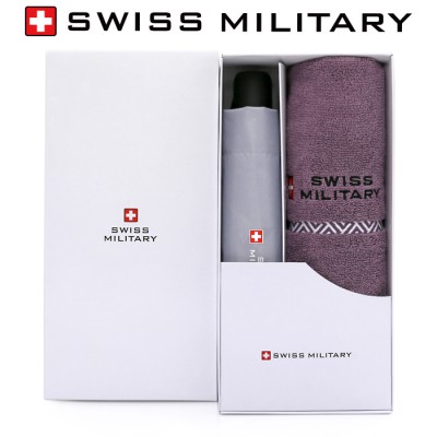 스위스밀리터리 3단완전자동 밀키 암막 우양산+160g 면사타올 세트