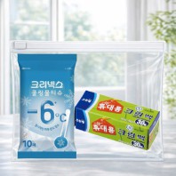 크리넥스 쿨링물티슈+크린랩 휴대용30매 크린백 2종세트(브생건 지퍼백)