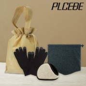 플씨드 겨울 4종 복주머니 파우치 F세트 (전사 귀마개+전사 넥워머+스마트 터치 무지 장갑)