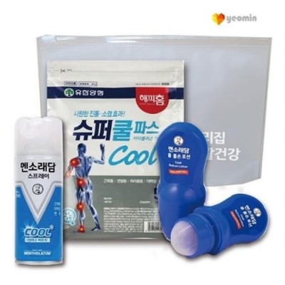 안심생활건강세트 15호 (슈퍼쿨파스+멘소래담쿨스프레이+멘소래담롤온마사지)