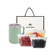 웰세스 이중 스텐 머그컵 [W5502] 1P + 실리콘지퍼백3종 세트