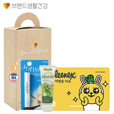 브생건691호 3종세트(카밀 핸드크림+멘소래담 소프트립스 립밤+크리넥스 카카오티슈)