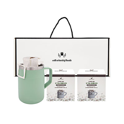 웰세스 이중 스텐 머그컵 [W5502] 1P + 드립백 커피 1종 2P 세트