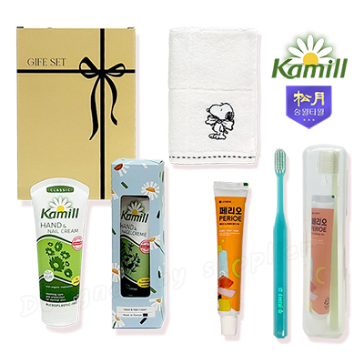 카밀핸드크림100ml선물세트 리본2호 송월핸드타올 엠보싱칫솔치약세트