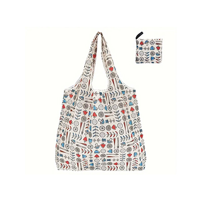 366_1개 베이지색 식물 패턴 접이식 가방