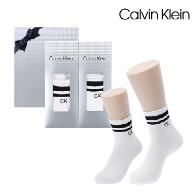 [캘빈클라인] 남녀 캐주얼 스포츠 파일 양말 2족 세트_프리미엄라인