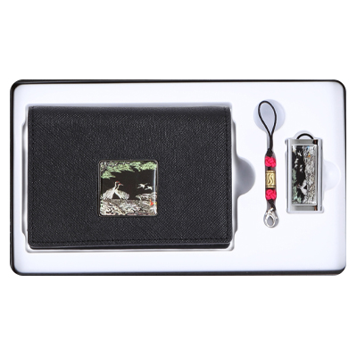 채색송학자개소가죽명함지갑+채색송학자개USB(8GB~64GB)