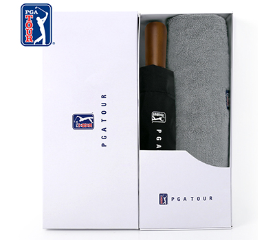 PGA 3단완전자동 빈티지우드+260g 코마사 면사타올 세트