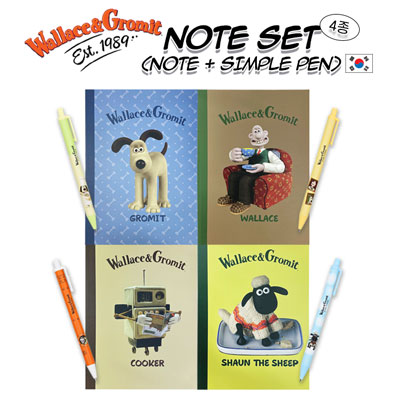 [월레스와그로밋] 제본노트+심플볼펜 세트
