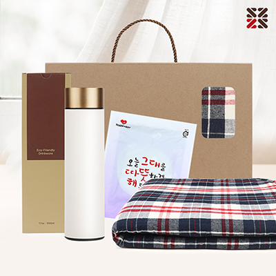 프리미엄담요텀블러세트-A타탄더블