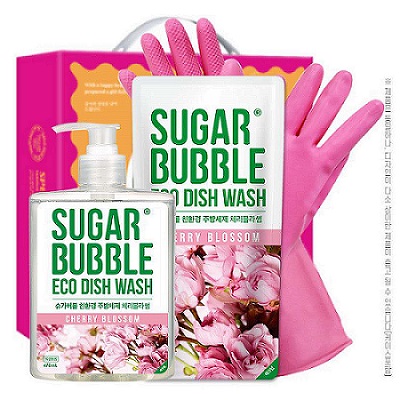 슈가버블 주방세제470펌프 주방280리필 고무장갑32cm 3종세트