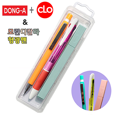 동아제트샤프+클로그립3색펜+모란디칼라형광펜 3P세트
