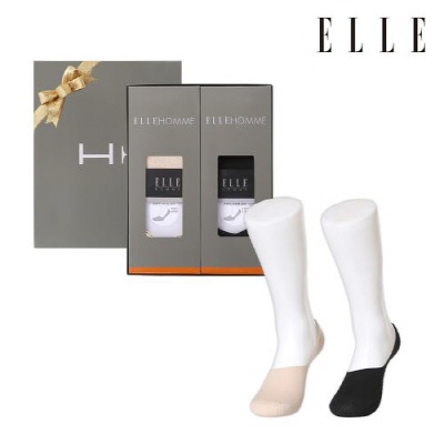 [엘르] 남성 덧신(페이크삭스) 2족세트_블랙,베이지