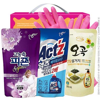 피죤 액츠 오곡안심설거지 고무장갑 4종세트